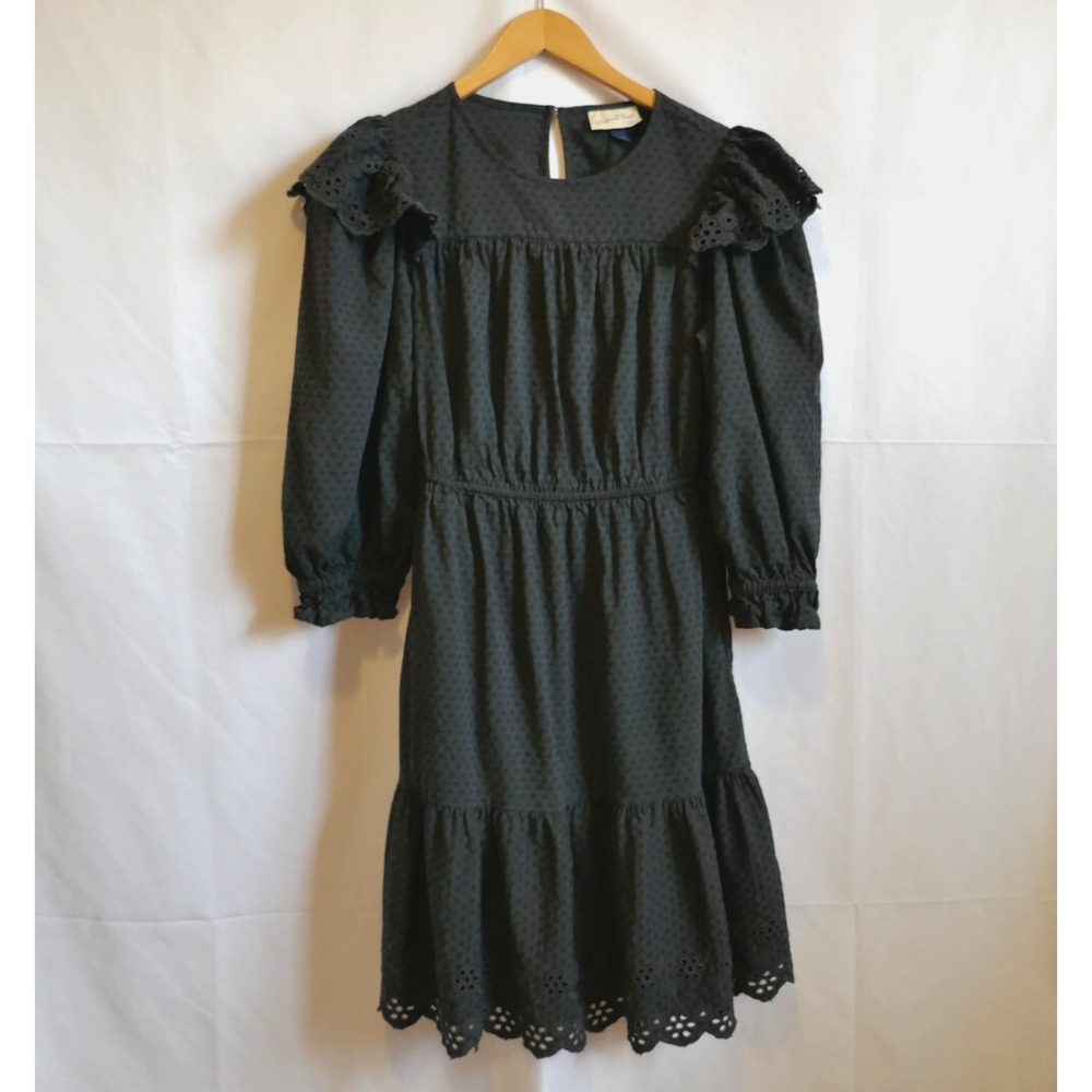 Universal Thread Gray 3/4 Sleeve Prairie Dress Boho Cottagecore Size Small